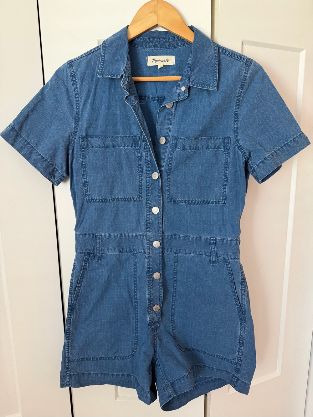 Madewell Utility Blue Denim Short Romper
